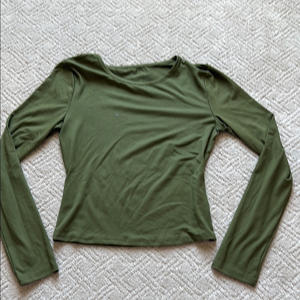 Olive Green Long Sleeve Women's Top